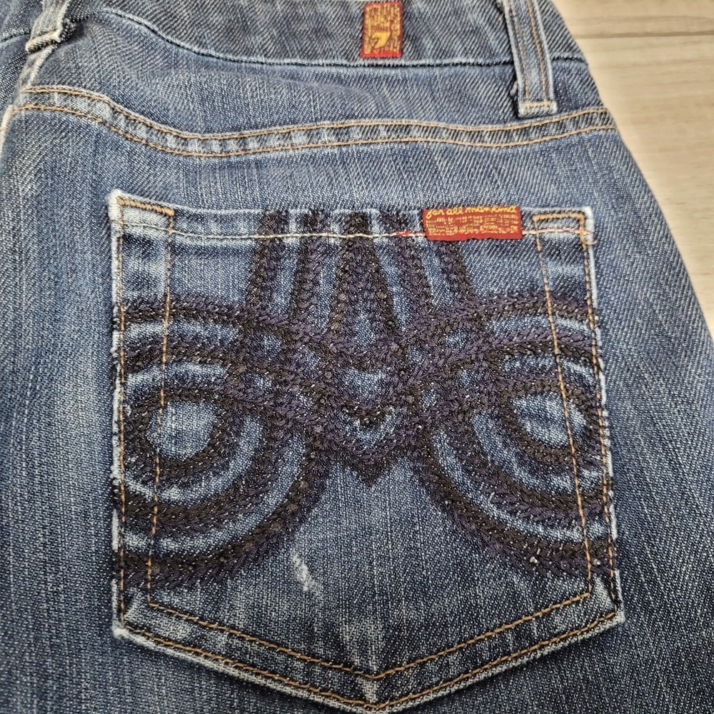 7 FOR ALL MANKIND Jeans Womens 27 "A Pocket" Boot Cut Demin Flare Cowboy Western - Picture 15 of 16